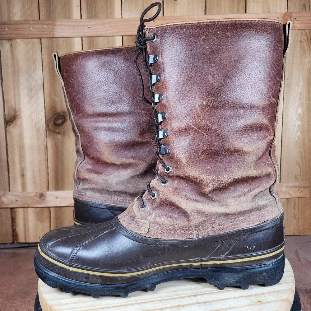 Sorel Maverick Boots Mens‎ 13 Brown Leather Cold Rubber Snow Winter Canada
